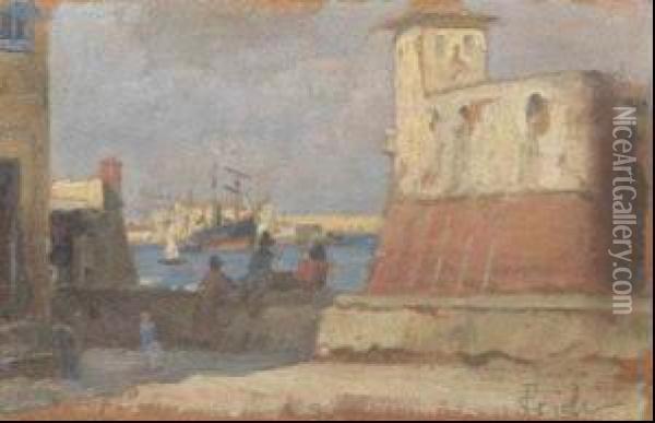 Veduta Del Porto Di Livorno Oil Painting - Francesco Gioli