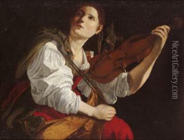Szent Cecilia Oil Painting - Orazio Gentileschi