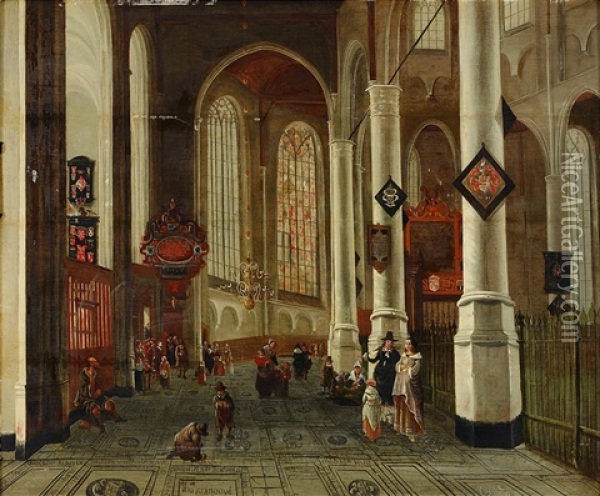 Church Interior Oil Painting - Hendrick Cornelisz van der Vliet