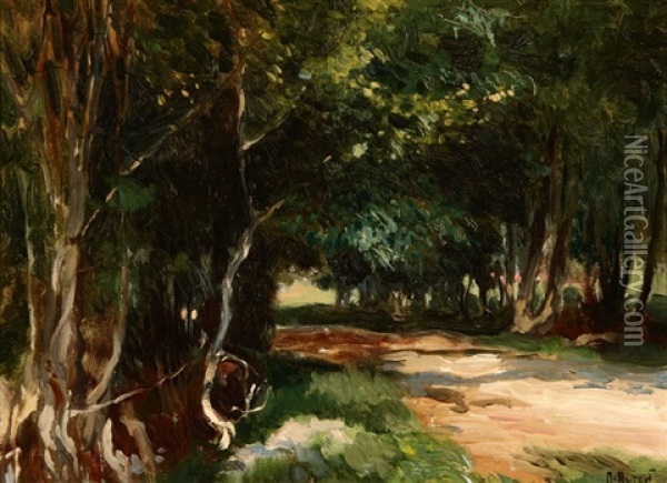 Path Through A Verdant Landscape Oil Painting - Mathias Joseph Alten