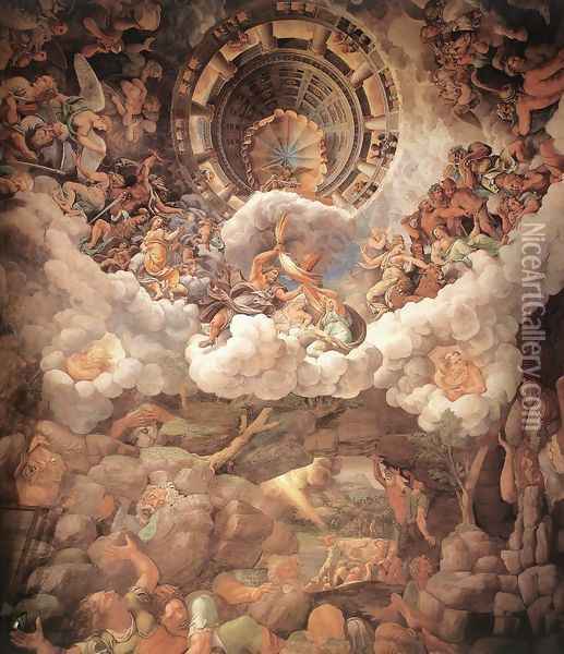 The Fall of the Gigants 1526-34 Oil Painting - Giulio Romano (Orbetto)