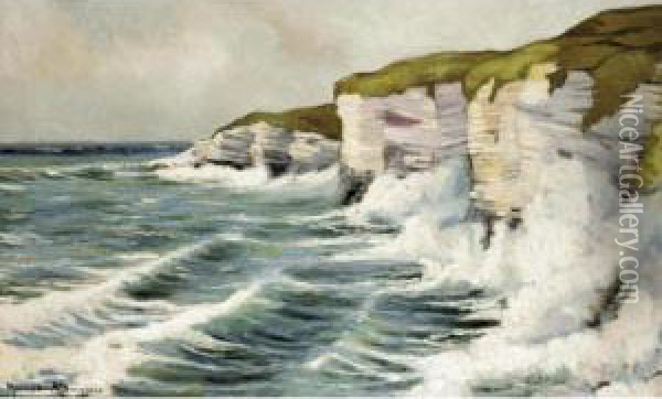 Cliffs In Normandy Oil Painting - Alexander Altmann
