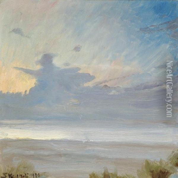 Sunset, Skagen Oil Painting - Peder Severin Kroyer