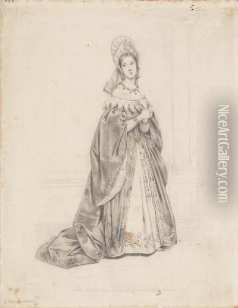 Mademoiselle Tudolini Als Jeanne Seymour Oil Painting - Eduard Julius Fr. Bendemann