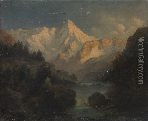 Scorcio Delle Alpi Bernesi Oil Painting - Alexandre Calame