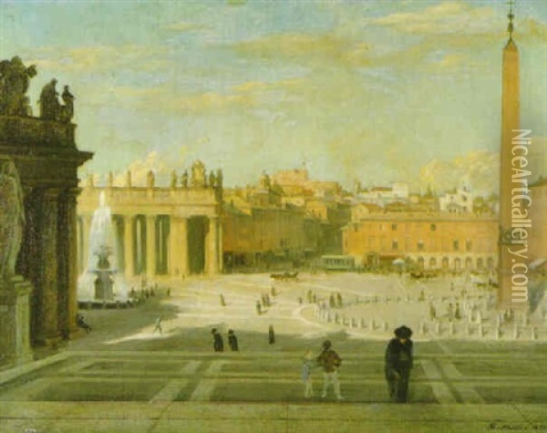 Piazza San Pietro, Rome Oil Painting - Rex John Whistler
