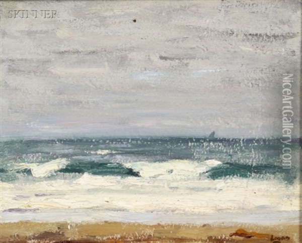 Beach Scene (+ Another; 2 Works) Oil Painting - Robert Henry Logan