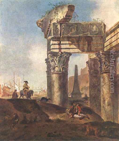 Ancient Ruins Oil Painting - Jan Baptist Weenix