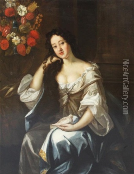 Portrait Of A Lady Thought To Be Lucy Walter, Mistress Of Charles Ii Oil Painting - Willem Wissing