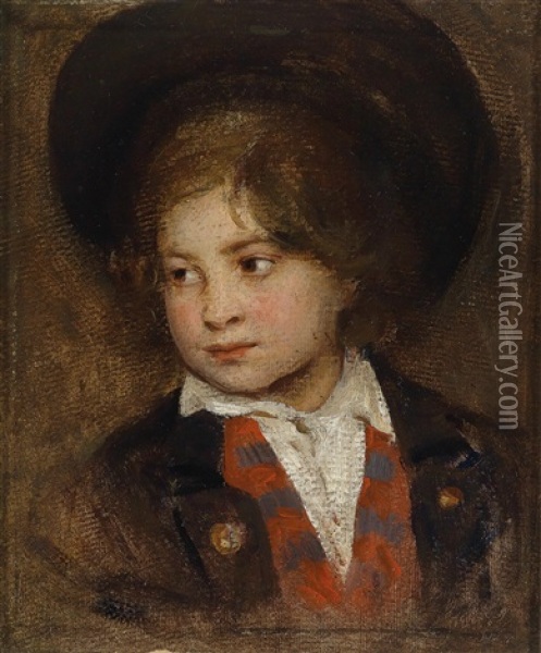 Portraitstudie Eines Jungen Knaben Oil Painting - Franz Von Defregger