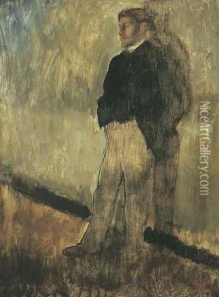 Portrait d'homme, debout, les mains dans les poches (Etude pour L'interieur) Oil Painting - Edgar Degas