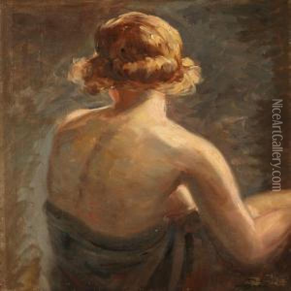 A Female Model Seen From The Back Oil Painting - Frans Schwartz