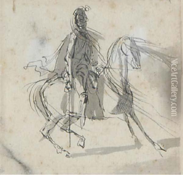 A Knight On Horseback Oil Painting - Theodore Gericault