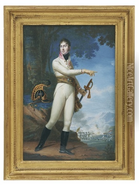 Portrait D'un Officier Autrichien, Probablement Pendant La Bataille D'austerlitz Oil Painting - Carl Hummel