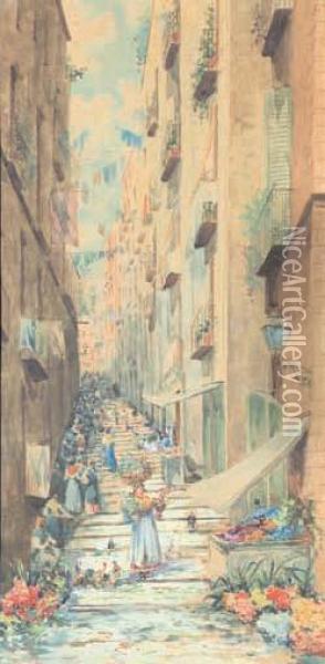 Vicolo Di Napoli Oil Painting - Eduardo Galli