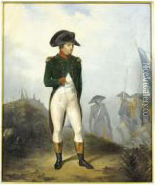 Portrait De Napoleon Sur Le Champ De Bataille Oil Painting - Jean-Sebastien Rouillard