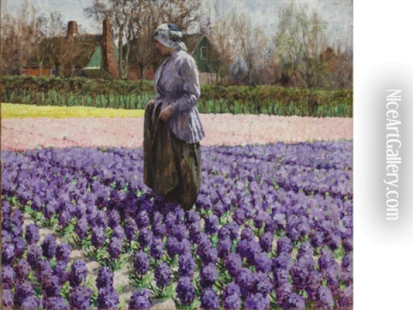 A Field Of Hyacinths, Holland Oil Painting - George Hitchcock