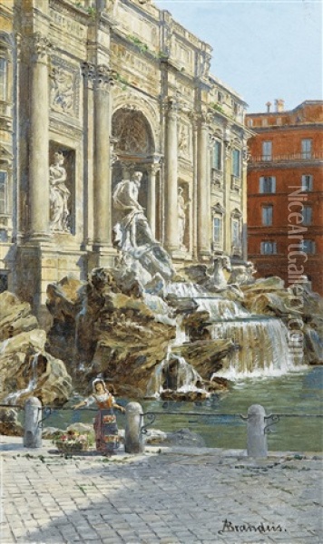 La Fontaine De Trevi A Rome Oil Painting - Antonietta Brandeis