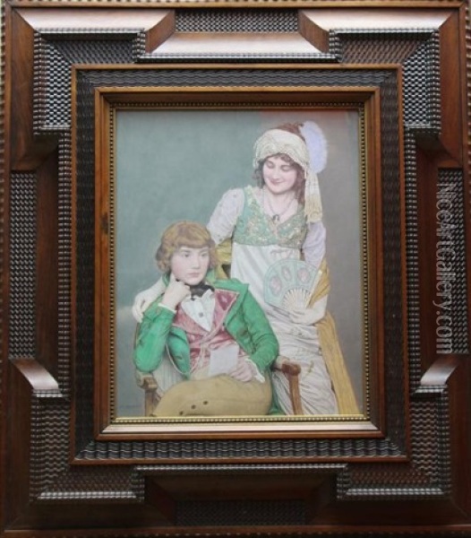 Portrait D'une Jeune Couple Oil Painting - Jean-Alexandre Corabouf