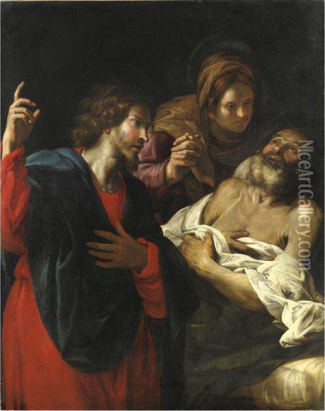 Morte Di San Giuseppe Oil Painting - Domenico Fiasella