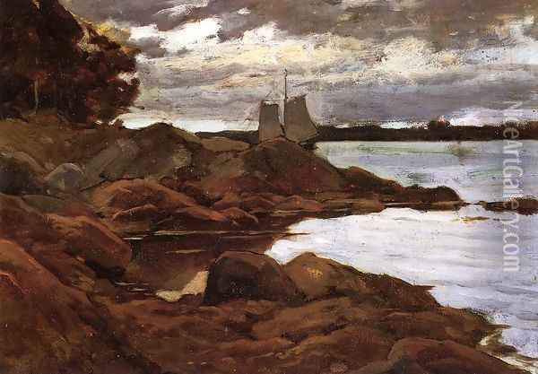 Close of Day on the Maine Shore Oil Painting - Willard Leroy Metcalf