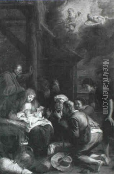 Adoration Des Bergers Oil Painting - Willem van Herp the Elder