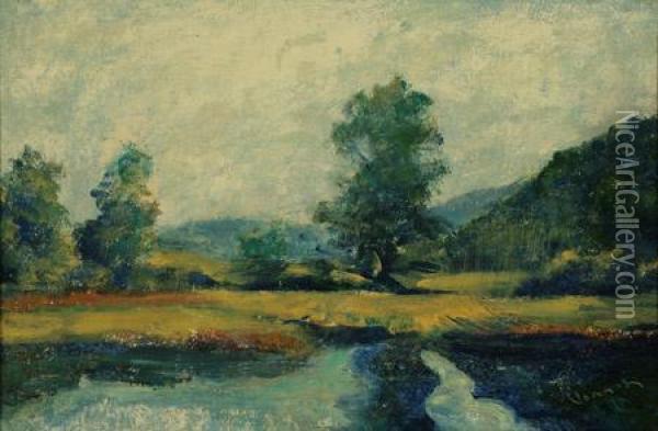 River Landscape Oil Painting - Robert William Vonnoh