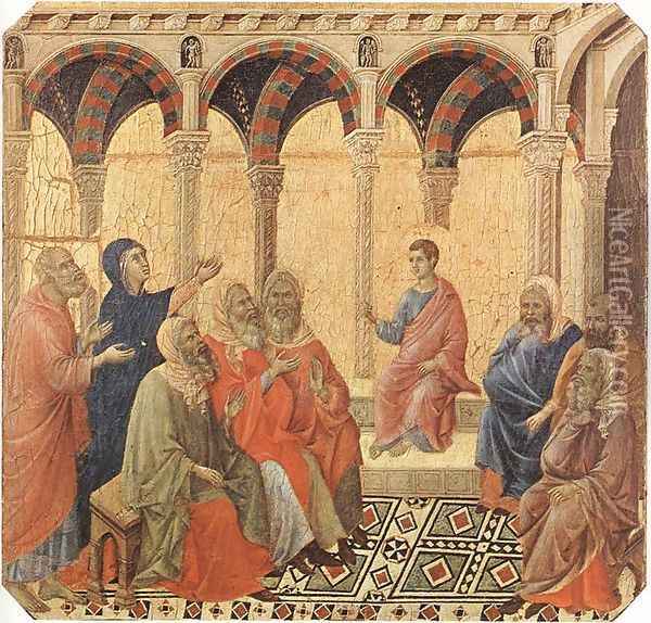 Disputation with the Doctors 1308-11 Oil Painting - Duccio Di Buoninsegna