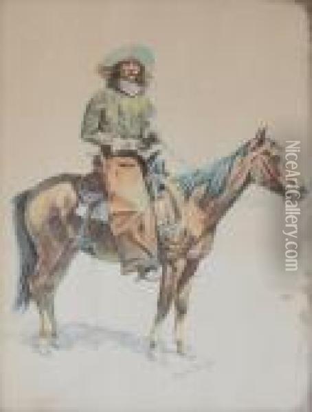 ''an Arizona Cowboy'' Oil Painting - Frederic Remington