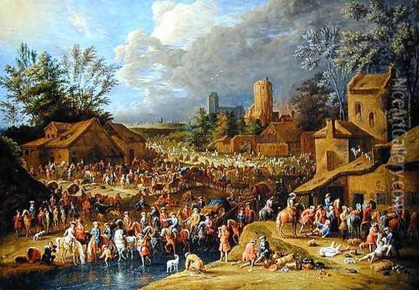Soldiers looting a village Oil Painting - Pieter II Casteels