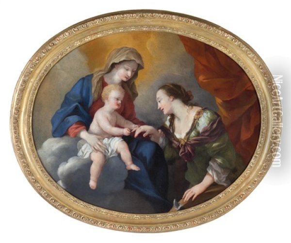 Matrimonio Mistico Di Santa Caterina Oil Painting - Giovanni Francesco Romanelli