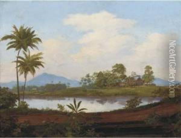 A View In West Java Oil Painting - Jacob Dirk Van Herwerden
