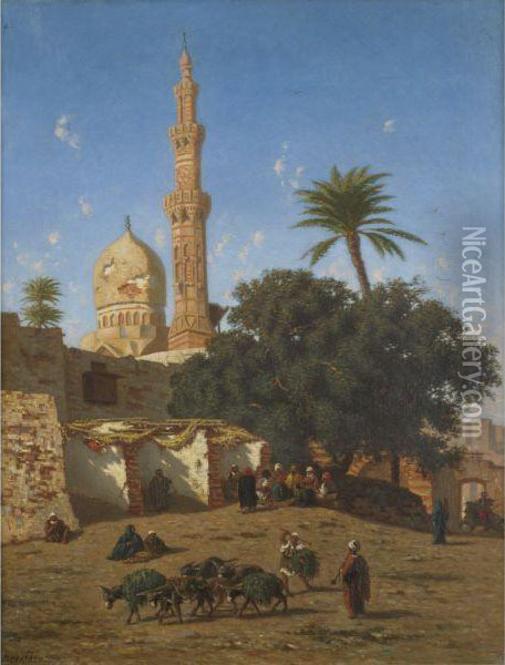 Outside The Walls Of A North African City Oil Painting - Narcisse Berchere