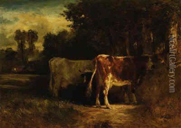 Cows Oil Painting - Constant Troyon