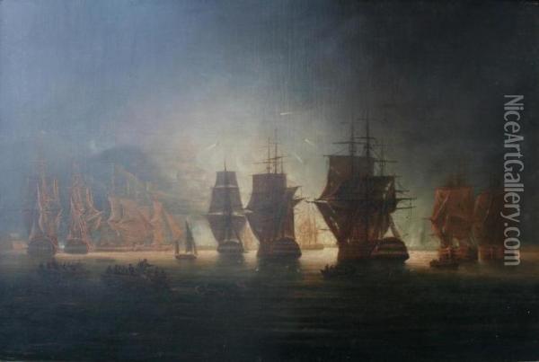The Bombardment Of Algiers Oil Painting - Thomas Luny