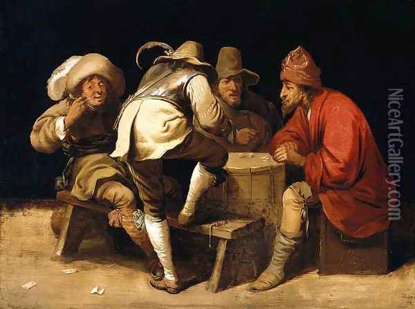 Soldiers Gambling with Dice 1643 Oil Painting - Pieter Jansz. Quast