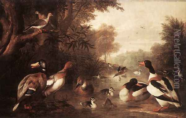 Landscape with Ducks Oil Painting - Jakab Bogdany