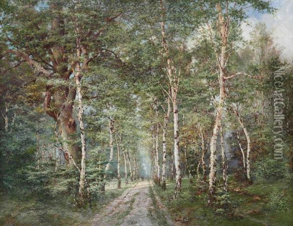 'birken-allee' Oil Painting - Eugene Fehdmer