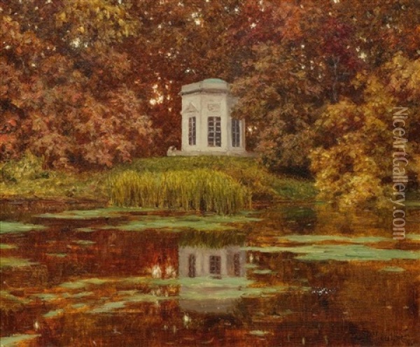 Etang Dans Le Parc (versaille) - Lake In The Park Of Versailles Oil Painting - Ivan Fedorovich Choultse