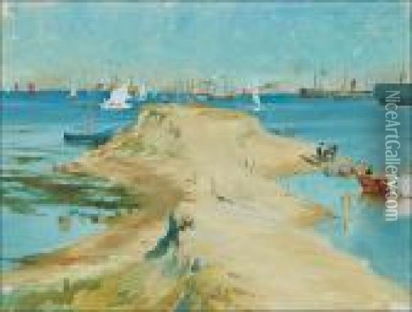 From Copenhagen Harbour Oil Painting - Albert Edelfelt