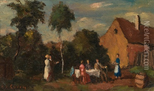 Vornehme Gartenjause Oil Painting - Adolf Curry