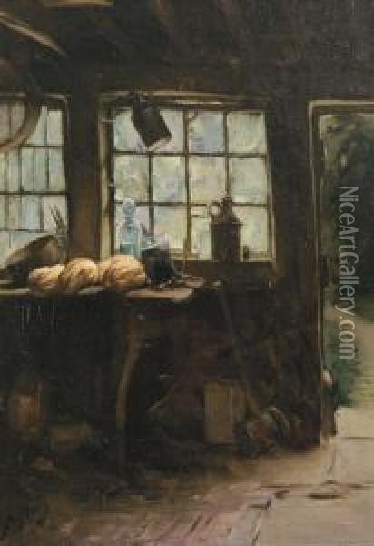 The Gardener's Workshop Oil Painting - Bernard Hall
