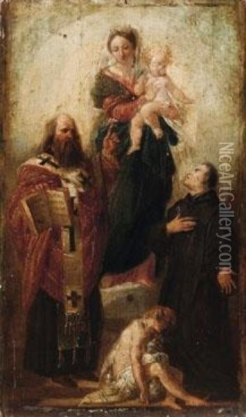 Madonna Col Bambino e Santi Oil Painting - Giovanni Carnovali Il Piccio