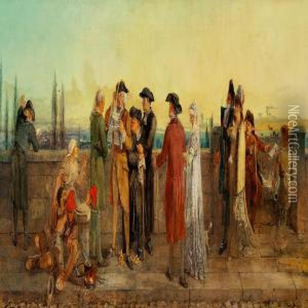News From Paris - Death Of The King Oil Painting - William Bell Scott