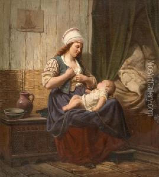 Mutter Mit Kind Oil Painting - Rudolf Jordan