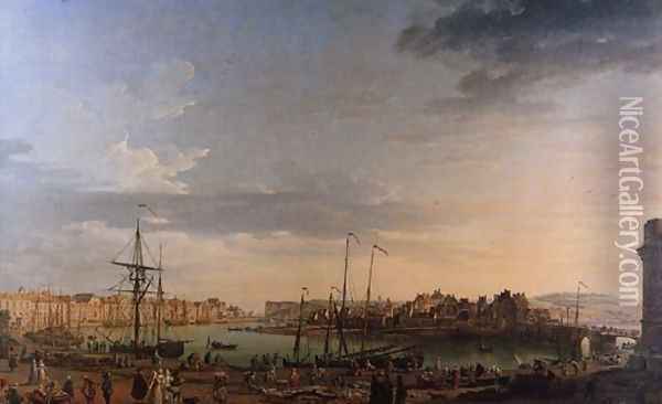 View from the port of Dieppe Oil Painting - Claude-joseph Vernet