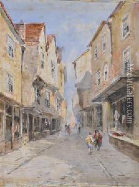 Watercolour, 
Theshambles, 
York Oil Painting - Edward Tucker