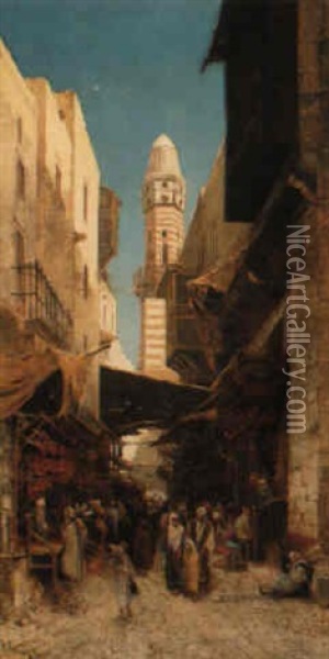 A Street Scene, Cairo Oil Painting - Hermann David Salomon Corrodi