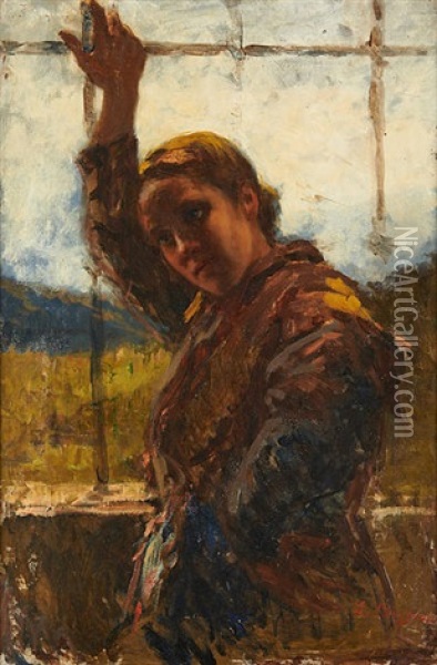Jeune Fille Dans La Serre Oil Painting - Leonardo Bazzaro