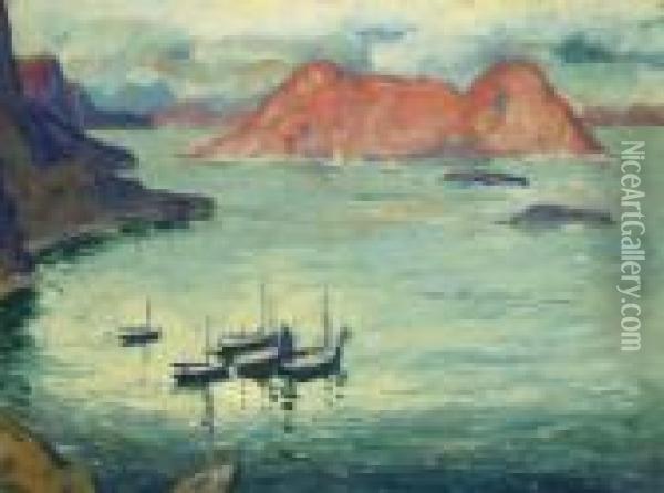 Midnight, Lofoten Islands, Norway Oil Painting - Jonas Lie